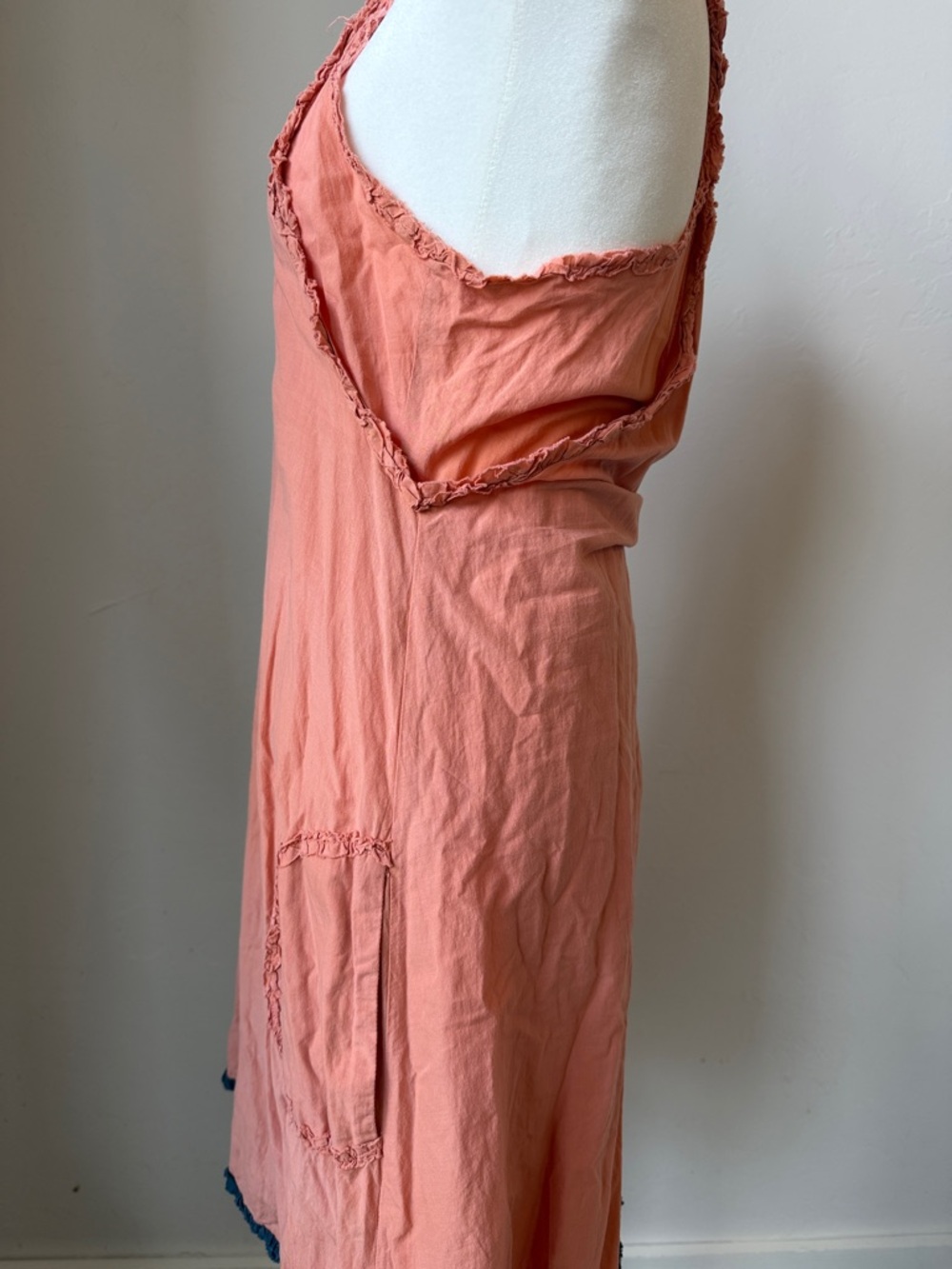 Lulumari Coral Sleeveless Midi Dress with Gray Trim - Picture 2 of 7